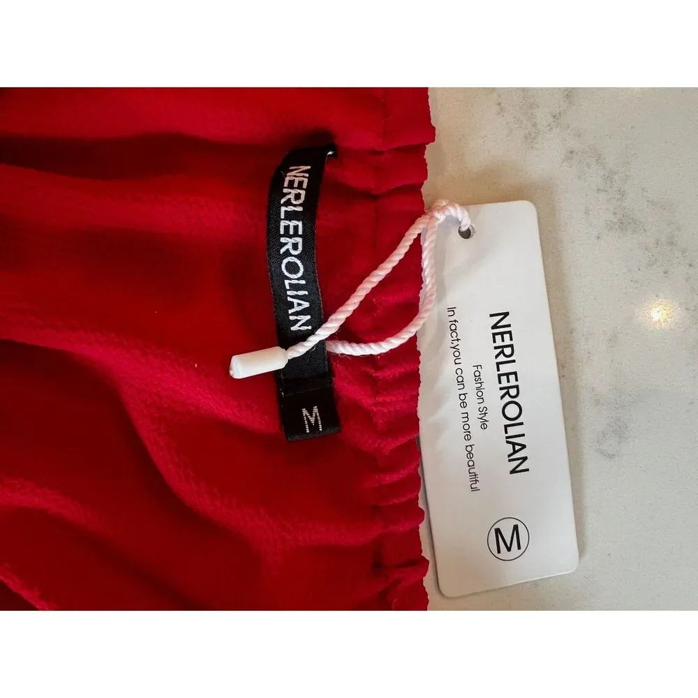 Women's Red Split Side Adjustable Strap Midi Dress Size M New With Tags - Picture 6 of 13